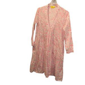 roberta roller rabbit neon pink gray cotton POCKETS kurta tunic Shirt Dress S/XS